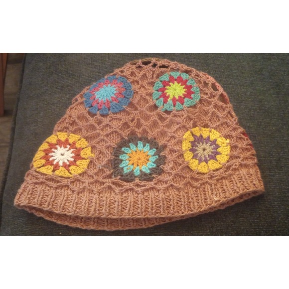 Ganesh Himal Accessories - Ganesh Himal Womens Cotton Crochet Floral Granny Square Beanie Hat Boho Nepal